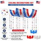 Patriotic Decorations, 5Pack USA Red White and Blue Decorations Metallic Foil Ceiling Fringe Curtains and Star Garland for or 250th Anniversary