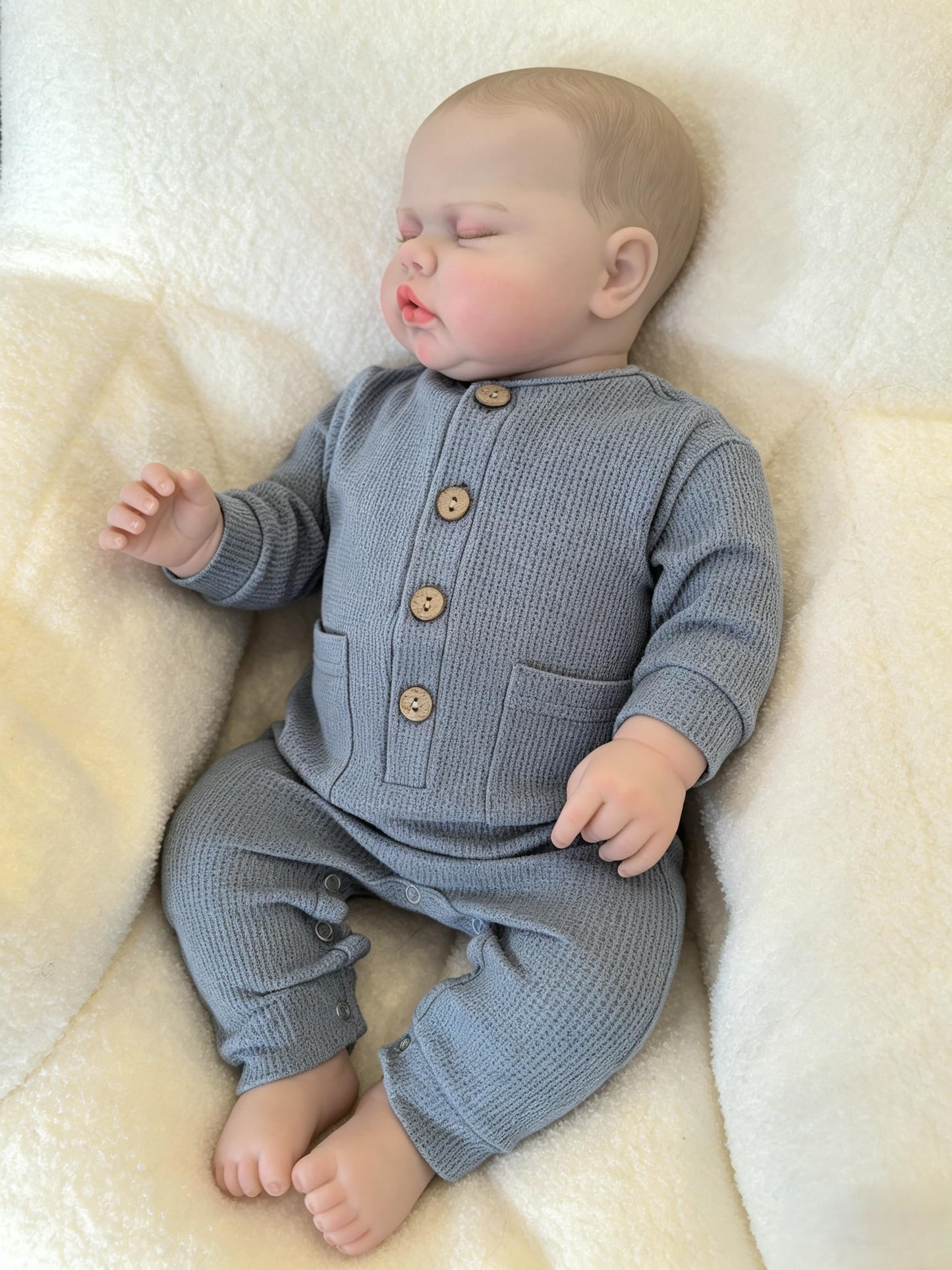 XinXinYuan 24 Inch Lifelike Big Reborn Baby Dolls Realistic Asleep Newborn Toddler Boy with Feeding Accessory that Look Real Silicone Baby Doll