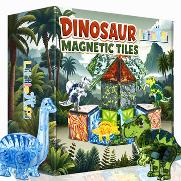 Magnetic Tiles Dinosaur Toys for Kids 3-7 Magnet Building Blocks Toddler Dino Toys - Educational STEM Toys 3 Year Old Boy Gift Learning Resources
