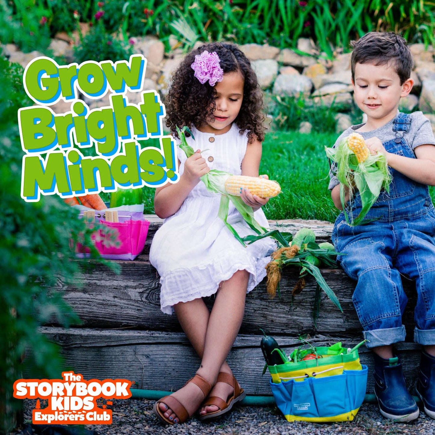 Kids Gardening Set - Toddler Gardening Kit Includes Watering Can for Kids, Shovel, Rake, Plant Stakes, Kids Gardening Gloves, Tote Bag & STEM Learning