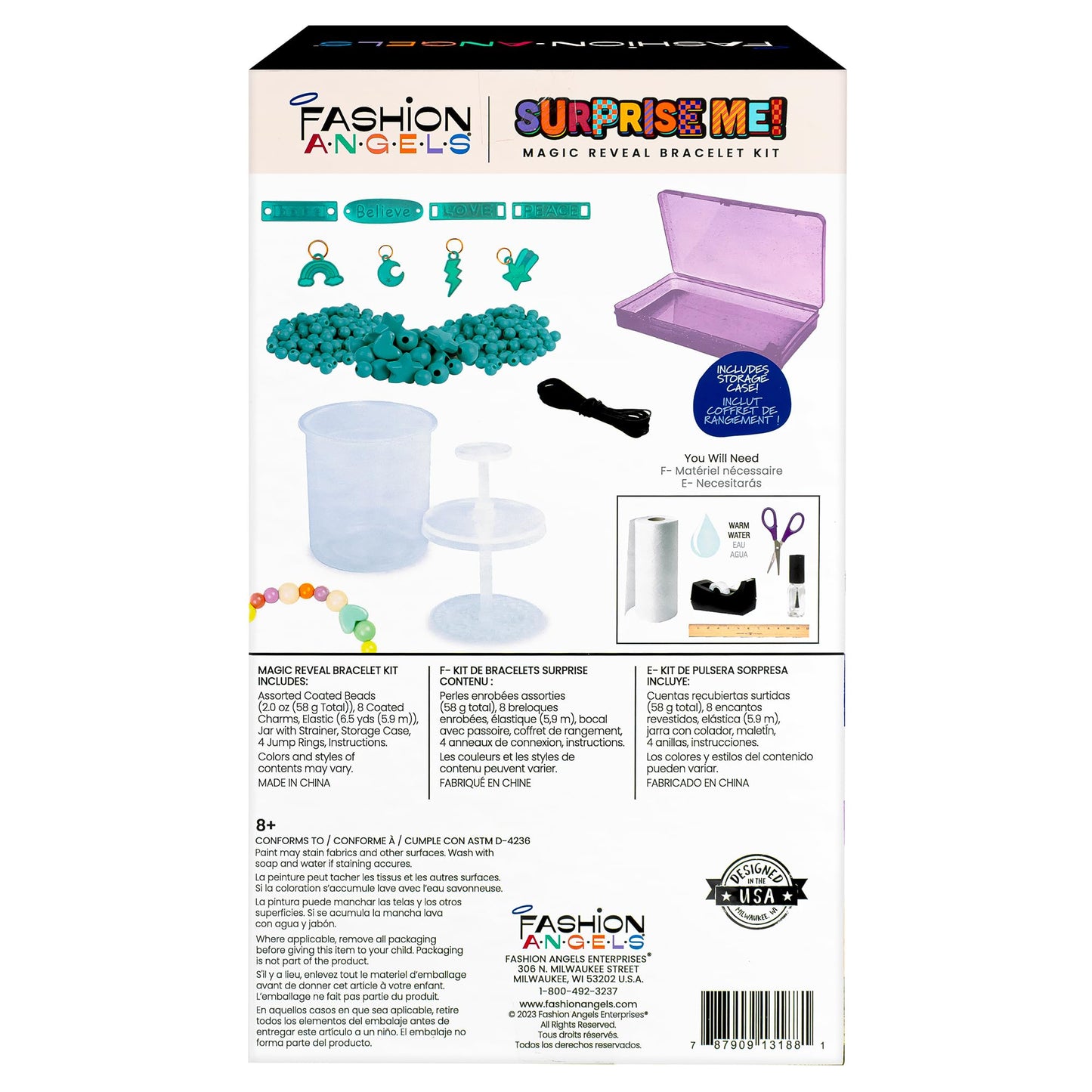 Fashion Angels Surprise Me! Magic Reveal Bracelet Set - Pony Beads, Metallic Beads, Charms, Magic Bead Washer & More - Surprise Color Changing