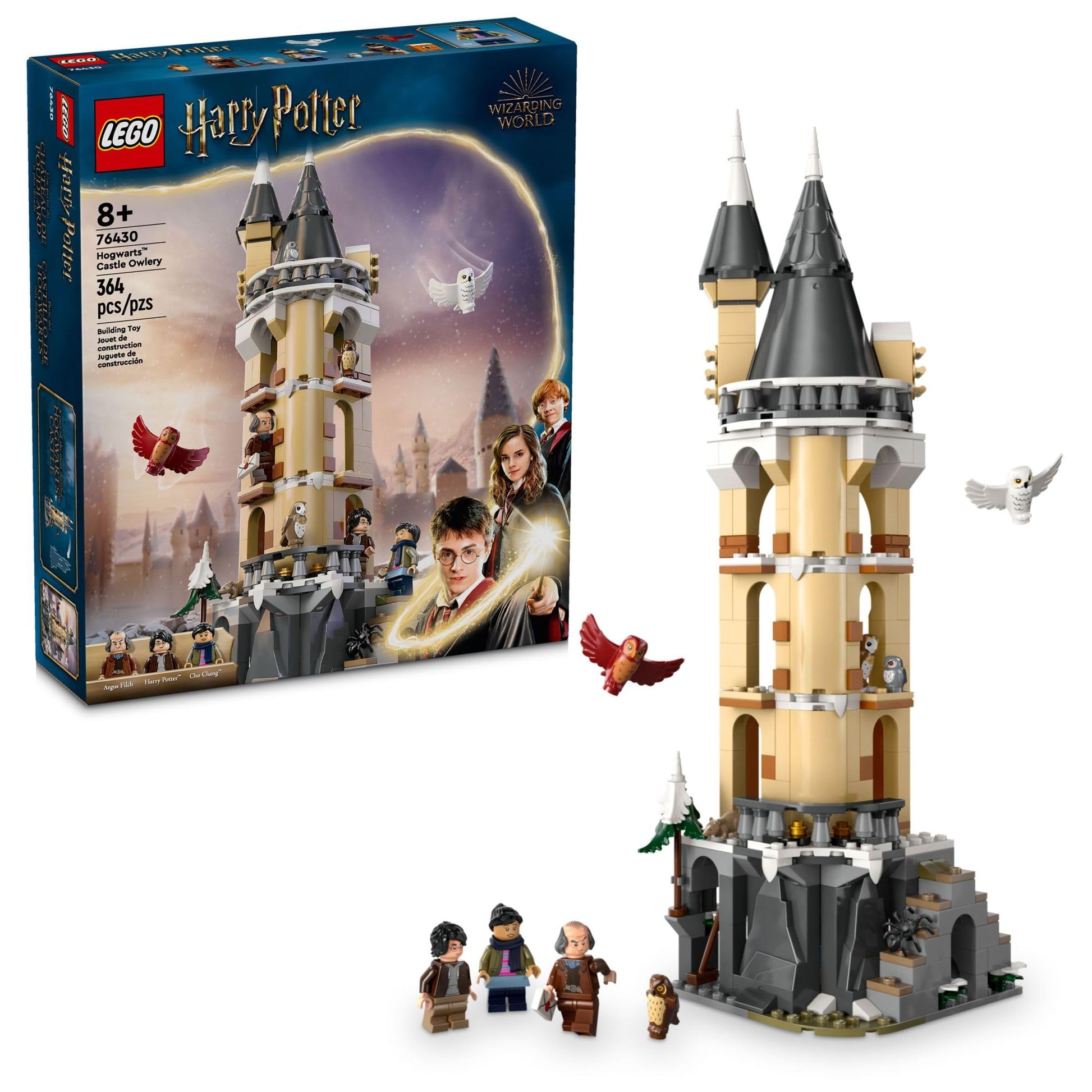 LEGO Harry Potter Hogwarts Castle Owlery Toy, Wizarding World Fantasy Toy for Girls and Boys, Harry Potter Castle Playset with 3 Characters, Birthday