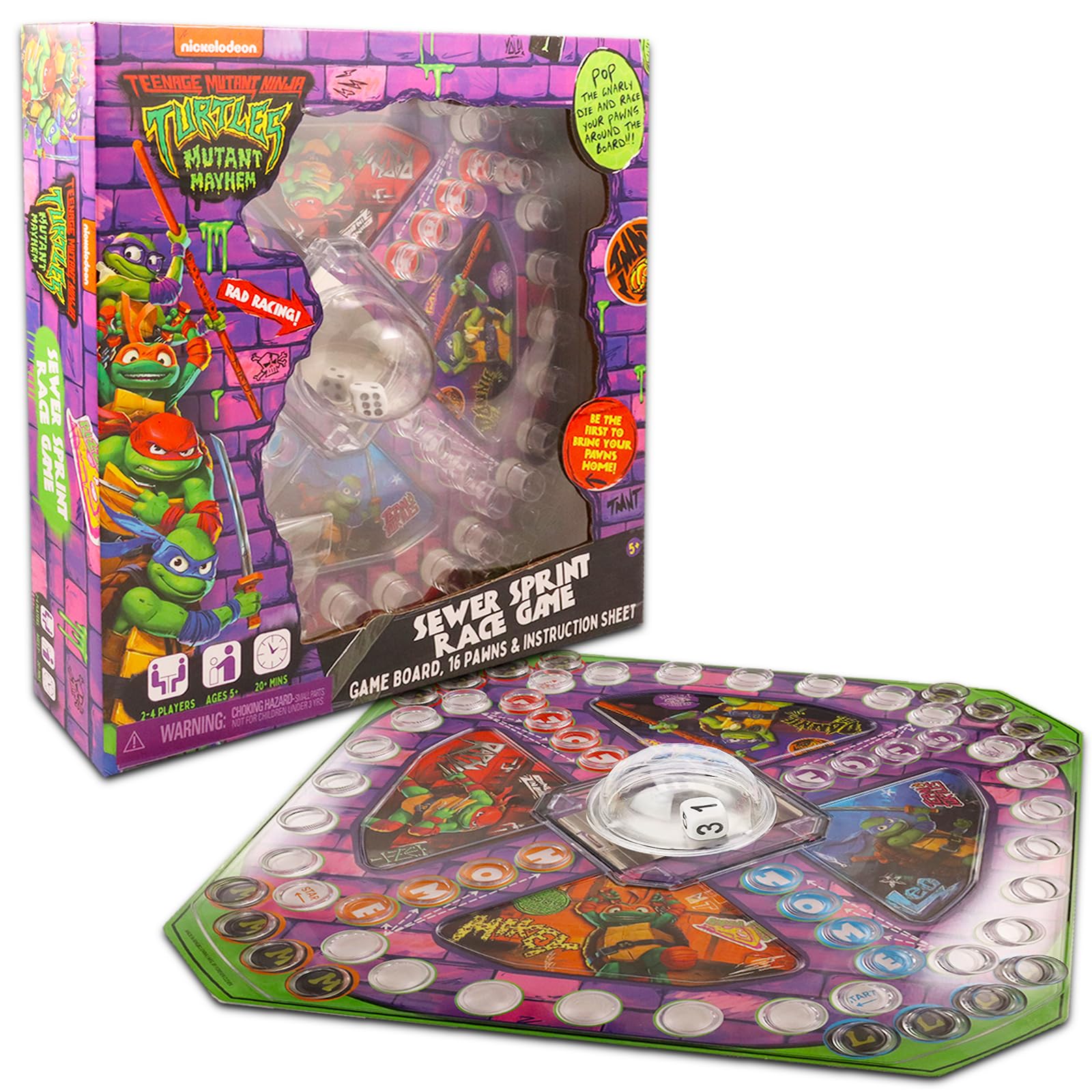 Teenage Mutant Ninja Turtles Pop Up Board Game - Bundle with TMNT Board Game for Kids with Pop Up Dice Plus Stickers, More | Teenage Mutant Ninja