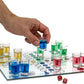 Ludo Drinking Game (Parcheesi) with 16 Shot Glasses, 2 Dice & Glass Game Board