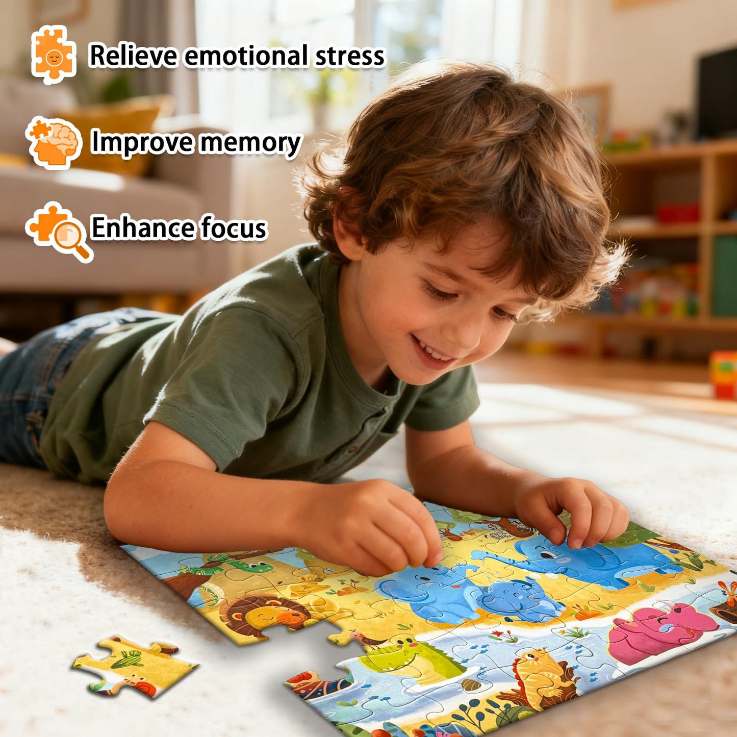 GIVEITALL Jigsaw Puzzle for Kids Ages 3-8 Year Old,36 Piece Elephant Puzzle