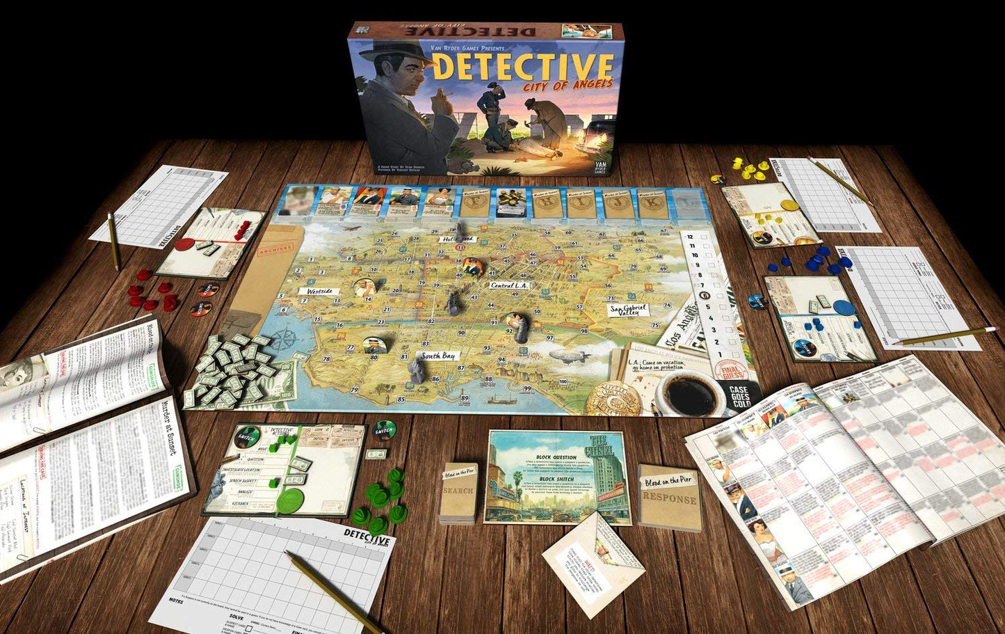 Van Ryder Games - Detective City of Angels Board Game - Perfect for Game Night - 1-5 Players, 30-150 Minutes of Gameplay - Ages 14+ (English Version)