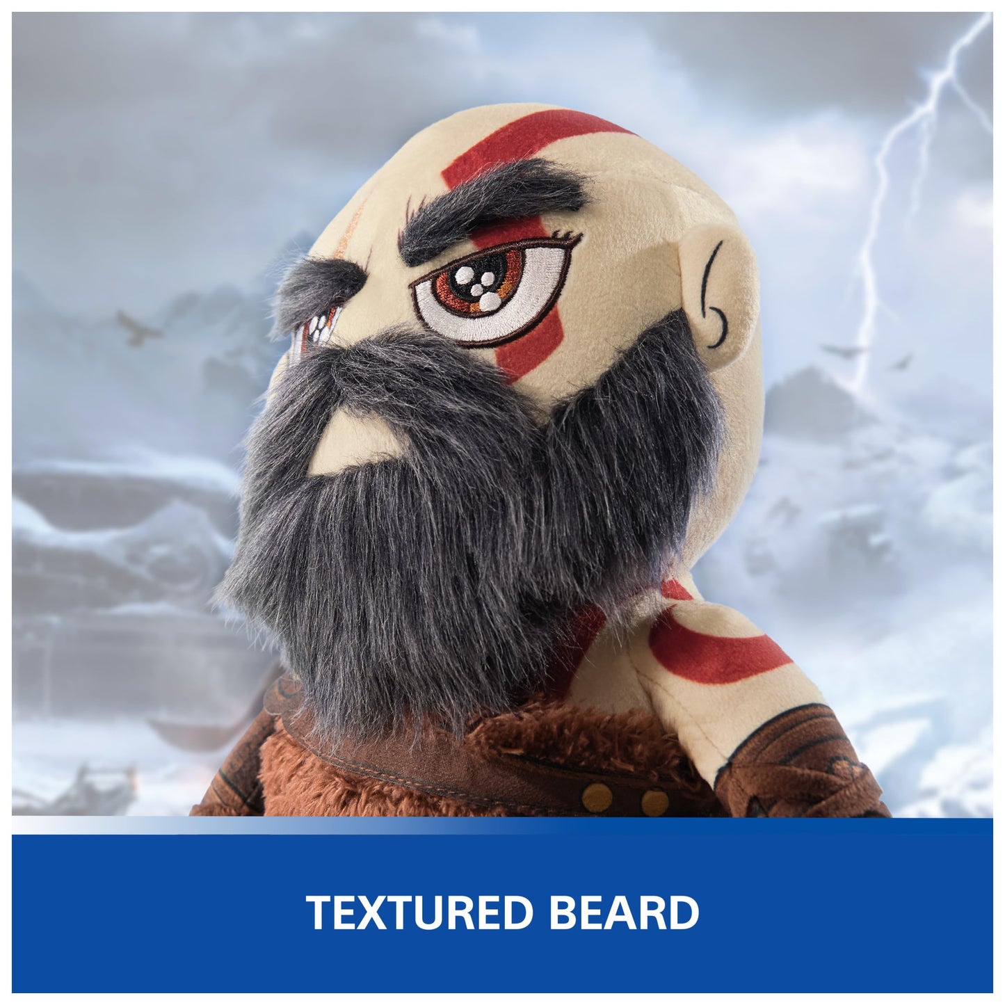 PlayStation, God of War Ragnarok, Premium 10-Inch Kratos Collector Grade Plush Toy, Cute Plushies and Kids Toys for PS5 Fans of All Ages