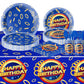 81Pcs Cartoon Blue Hedgehog Birthday Party Supplies,Blue Hedgehog Set Tableware Plates Napkins Cups Knives Spoons Forks