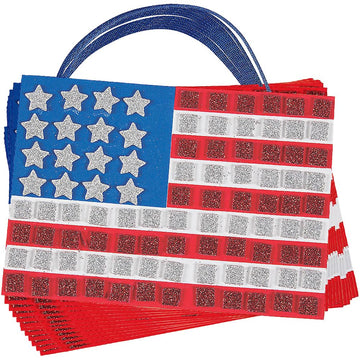 Fun Express Mosaic Foam Flag Ornament Craft Kit Makes 12 - Bulk Crafts for Kids & Classroom Craft Supplies | Easy Patriotic Holiday Crafts