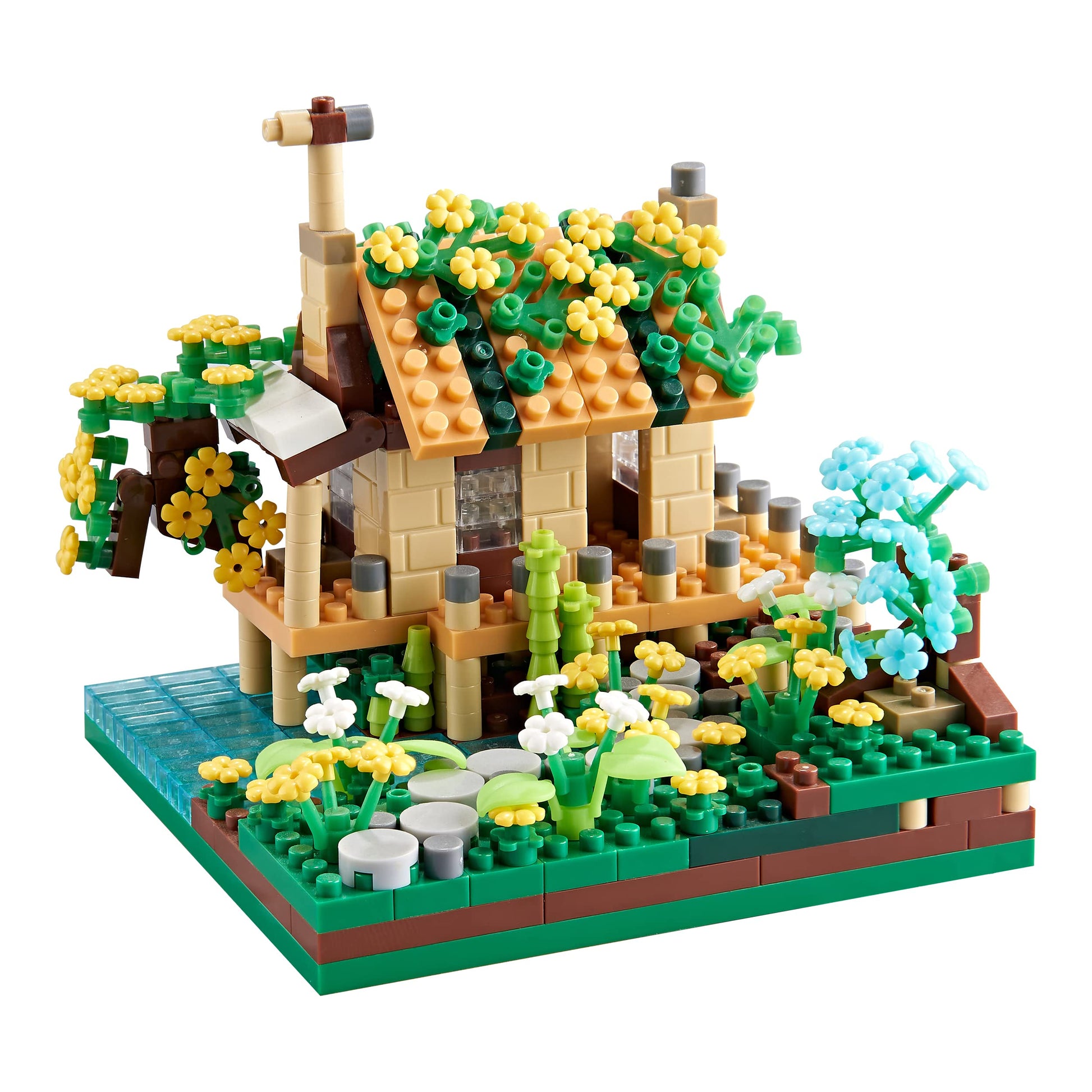 LUKHANG Four Seasons Flower House Plant Series 4 Miniature Building Blocks Set, Creative Tree House Flower and Plant Model DIY Gifts for Adults