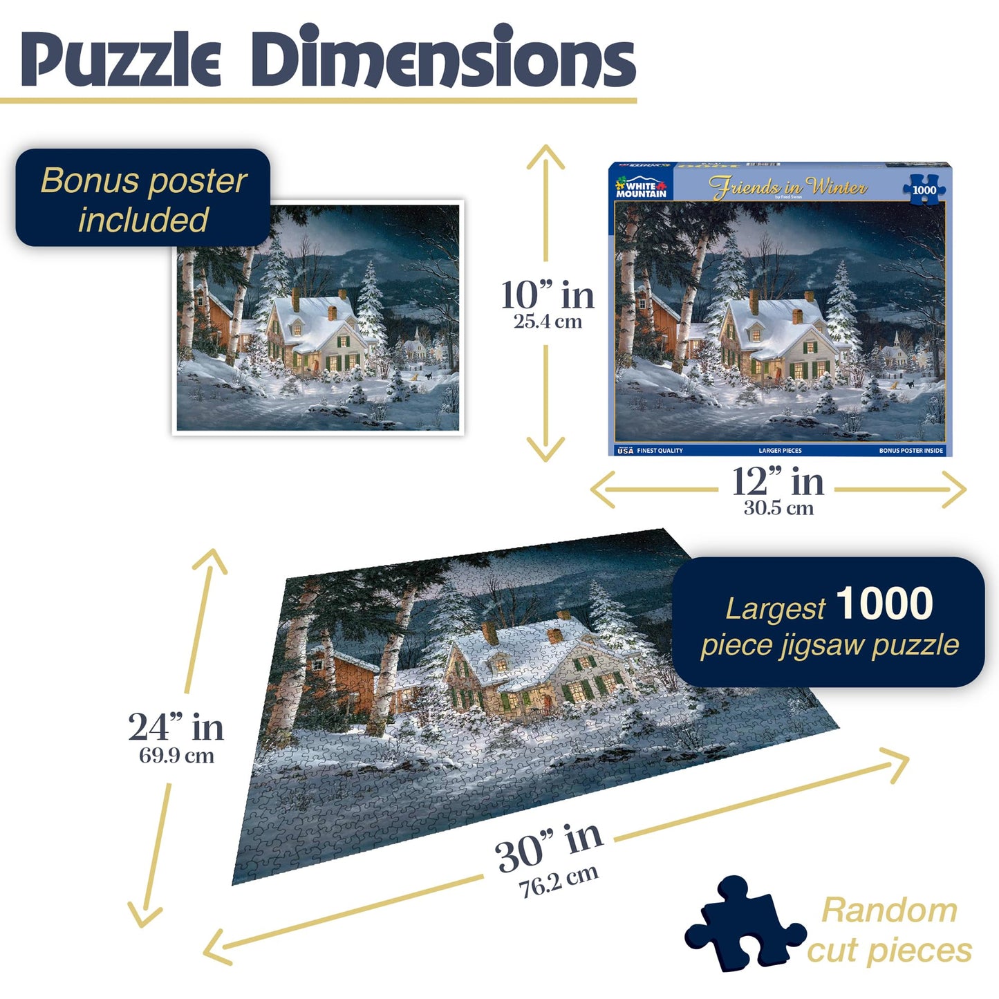 White Mountain 1000 Piece Jigsaw Puzzle, Friends in Winter