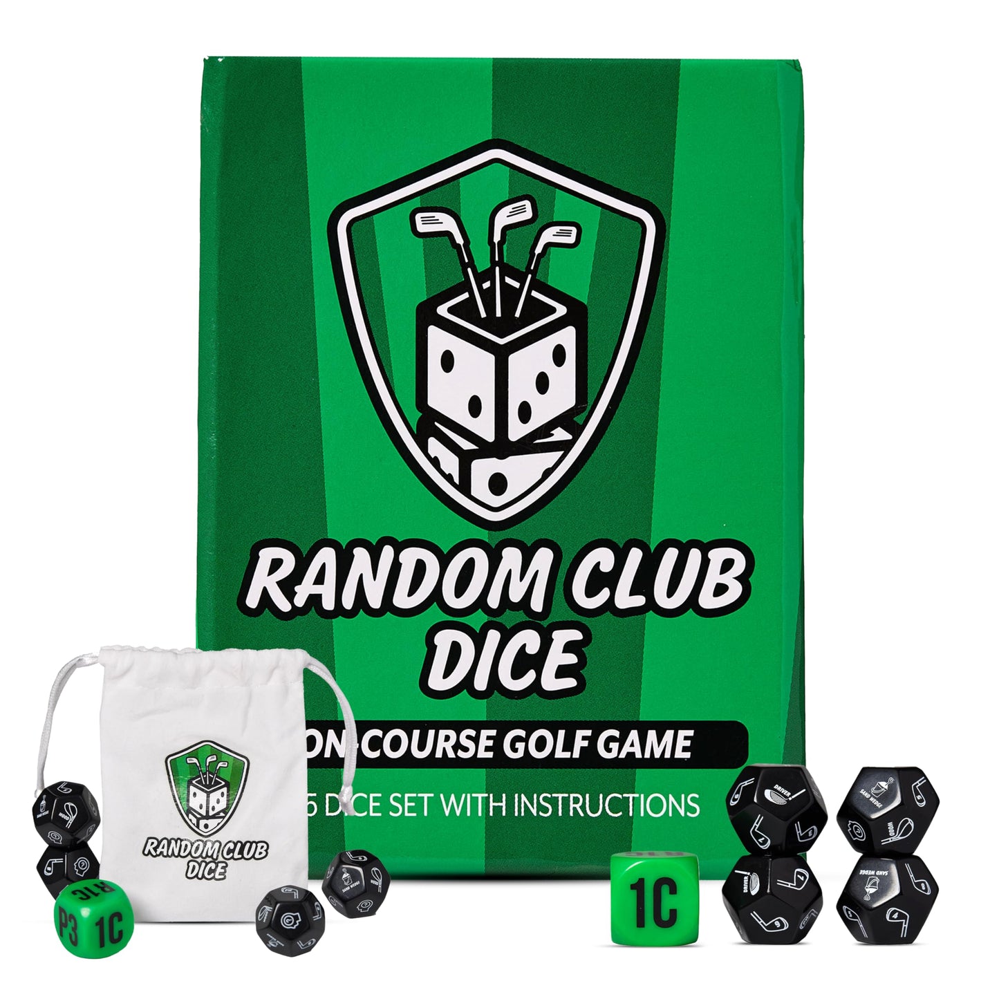 Random Club Dice On-Course Golf Dice Game - Fun Golf Dice Games Challenge for Golfers and Friends - Portable Dice Games On-Course Play - Includes 4