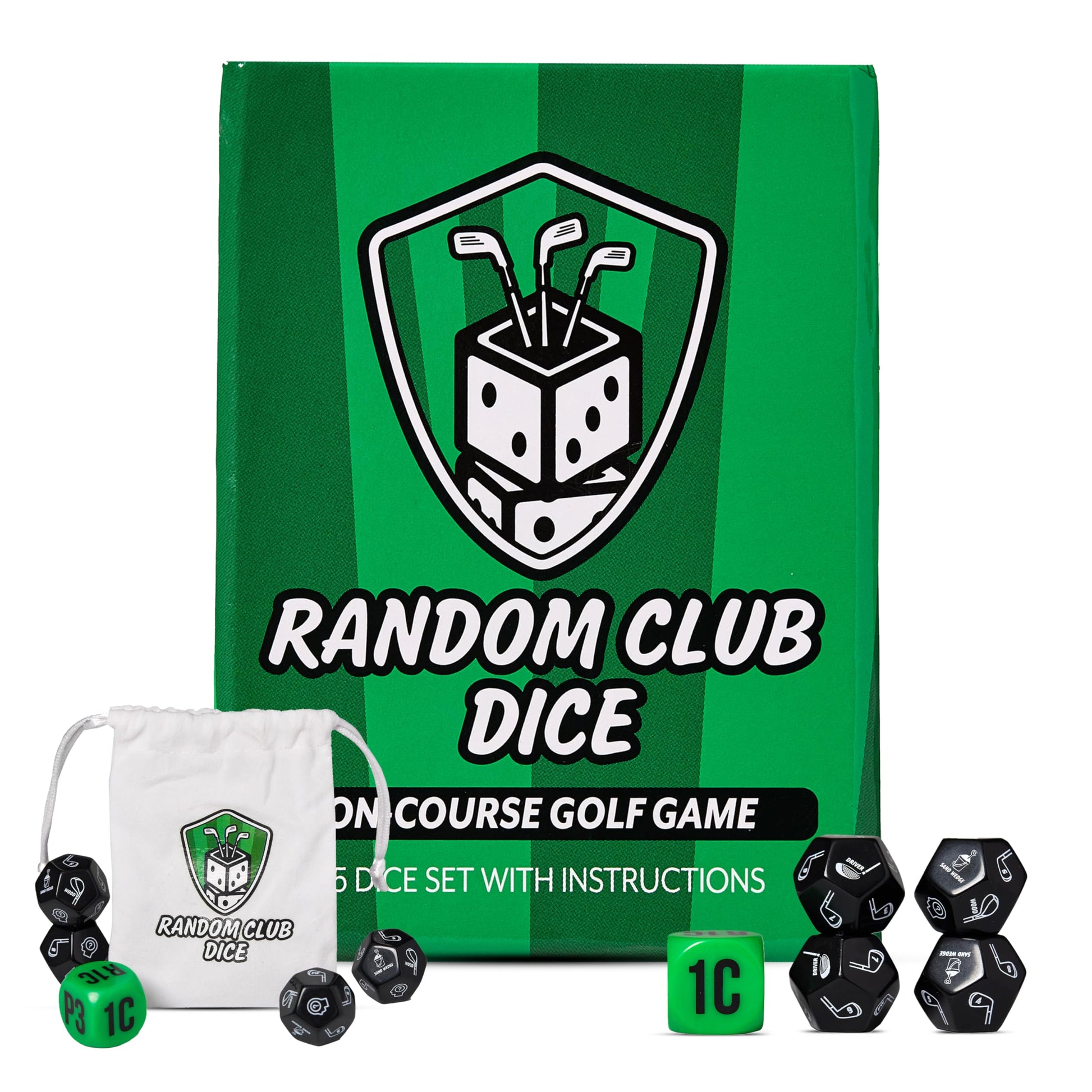 Random Club Dice On-Course Golf Dice Game - Fun Golf Dice Games Challenge for Golfers and Friends - Portable Dice Games On-Course Play - Includes 4