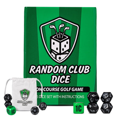 Random Club Dice On-Course Golf Dice Game - Fun Golf Dice Games Challenge for Golfers and Friends - Portable Dice Games On-Course Play - Includes 4