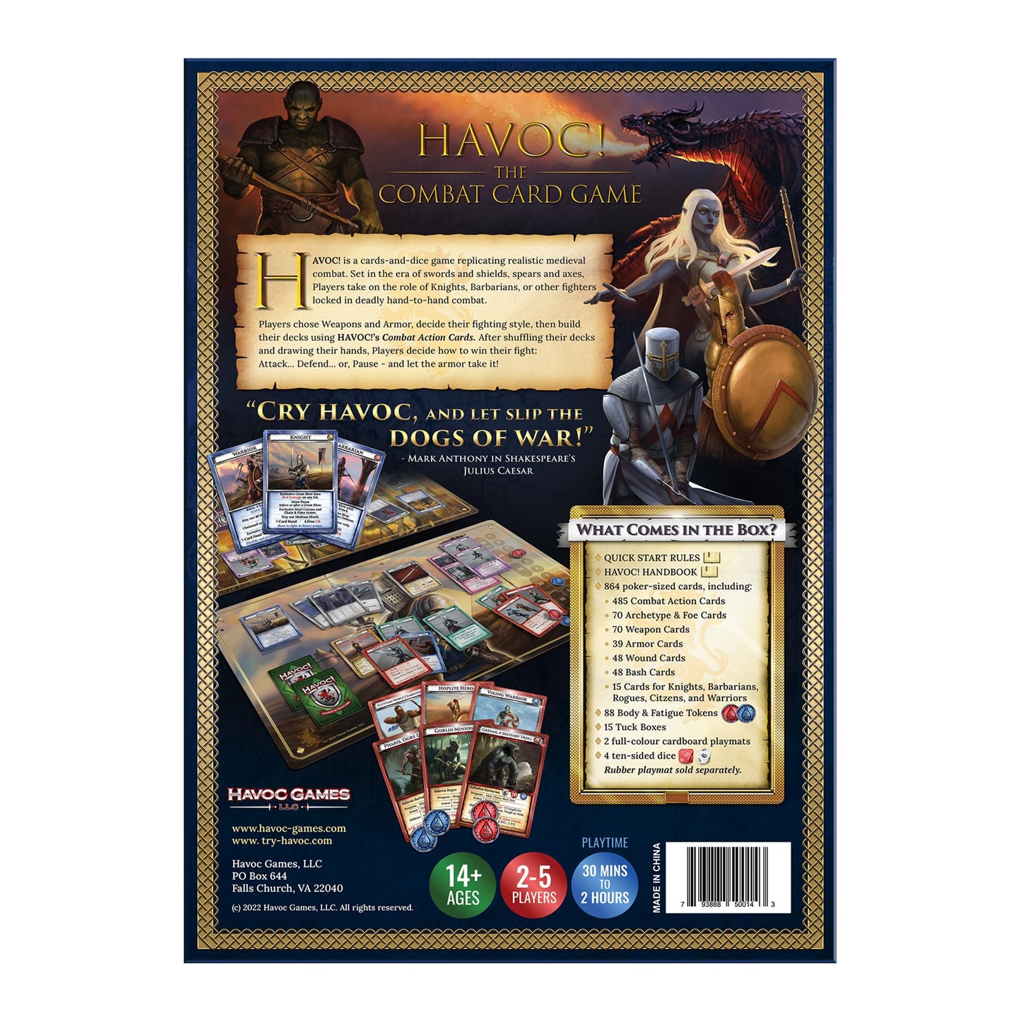 Havoc! The Combat Card Game - Fantasy Medieval Combat Card Game with Cards & Dice, Premium 864-Card Core Set, Solo or 2-5 Players Ages 14+