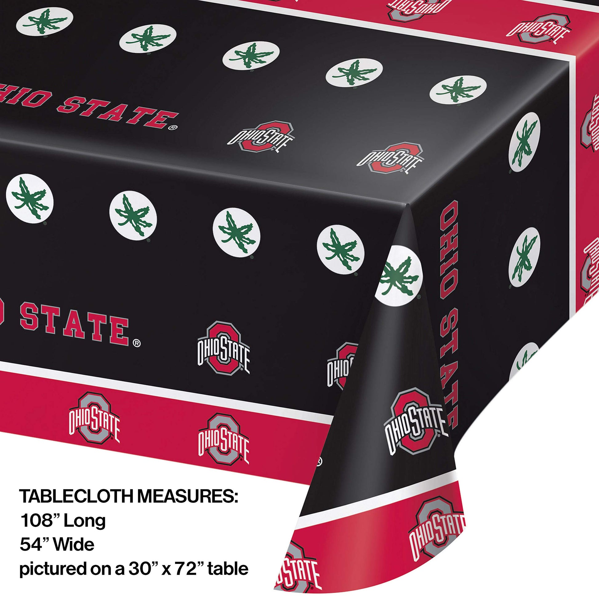 Creative Converting The Ohio State University Plastic Table Cover, 54"x108" -