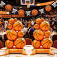 2 Pack Self Standing Basketball Foil Balloons 3.5 ft with Field Base for Birthday Themed Party Decoration Sports Supplies Decor (Basketball Pile) (2