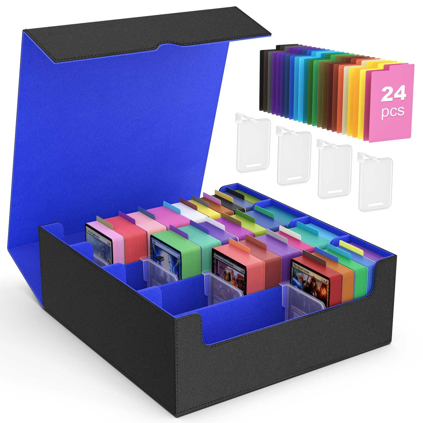 MoKo Trading Card Storage Box, 3000+ MTG Deck Box with 24 Colorful Dividers & 4 Card Supporters, Commander Card Deck Case Fits for Magic Game Cards