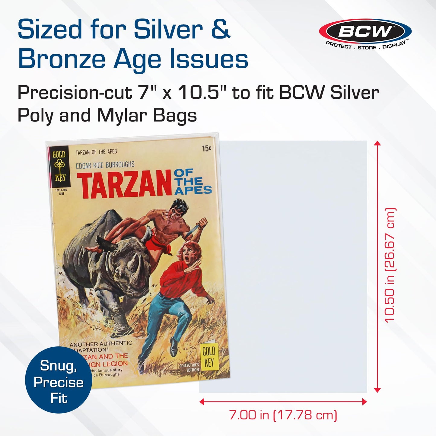 BCW Silver Comic Book Backing Boards 7" x 10.5" - 100 Pack | Certified Acid-Free | Comic Book Boards for Fabric Storage & Silver Age Comic