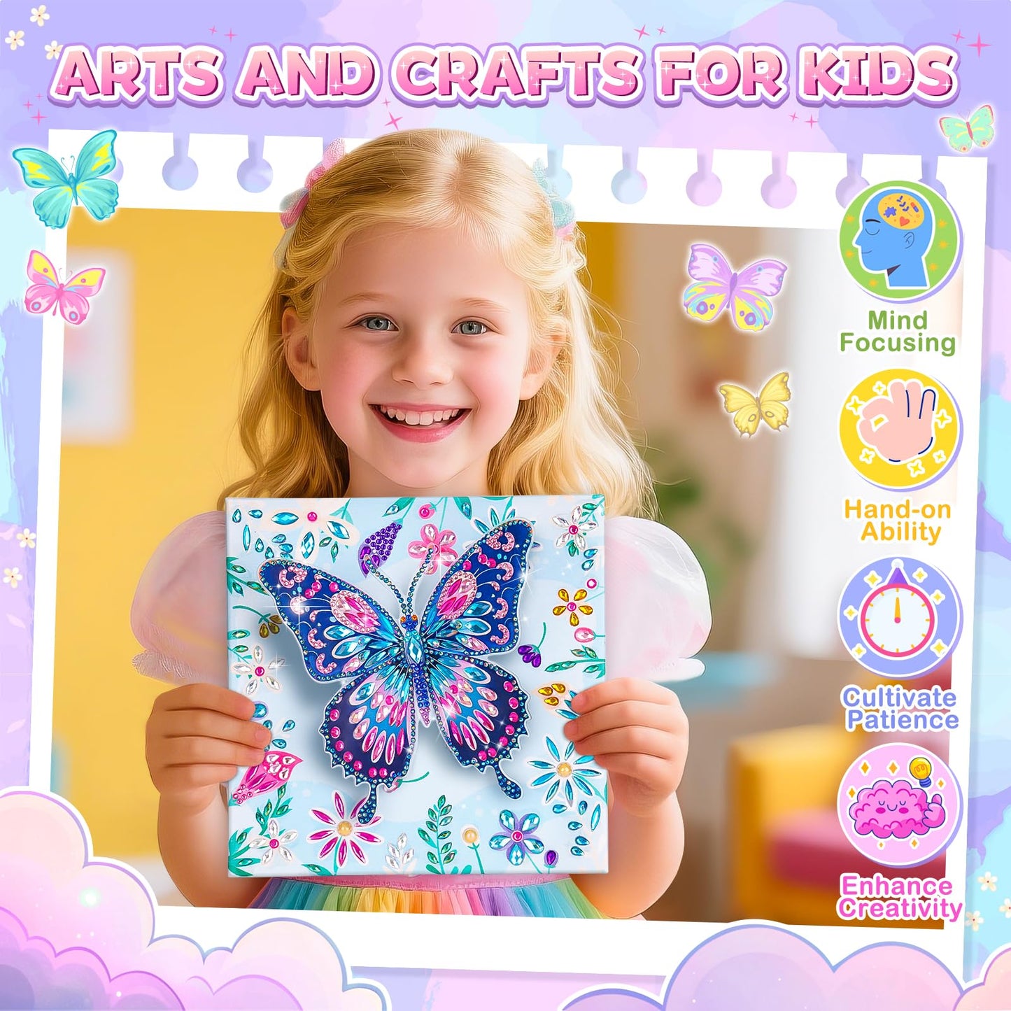 Arts and Crafts for Kids Age 8-12, Diamond Art Kit for Kids, Gifts for 6 7 8 9 10 Year Old Girls, Birthday Presents Toys for Girl Teen, Fun Activities