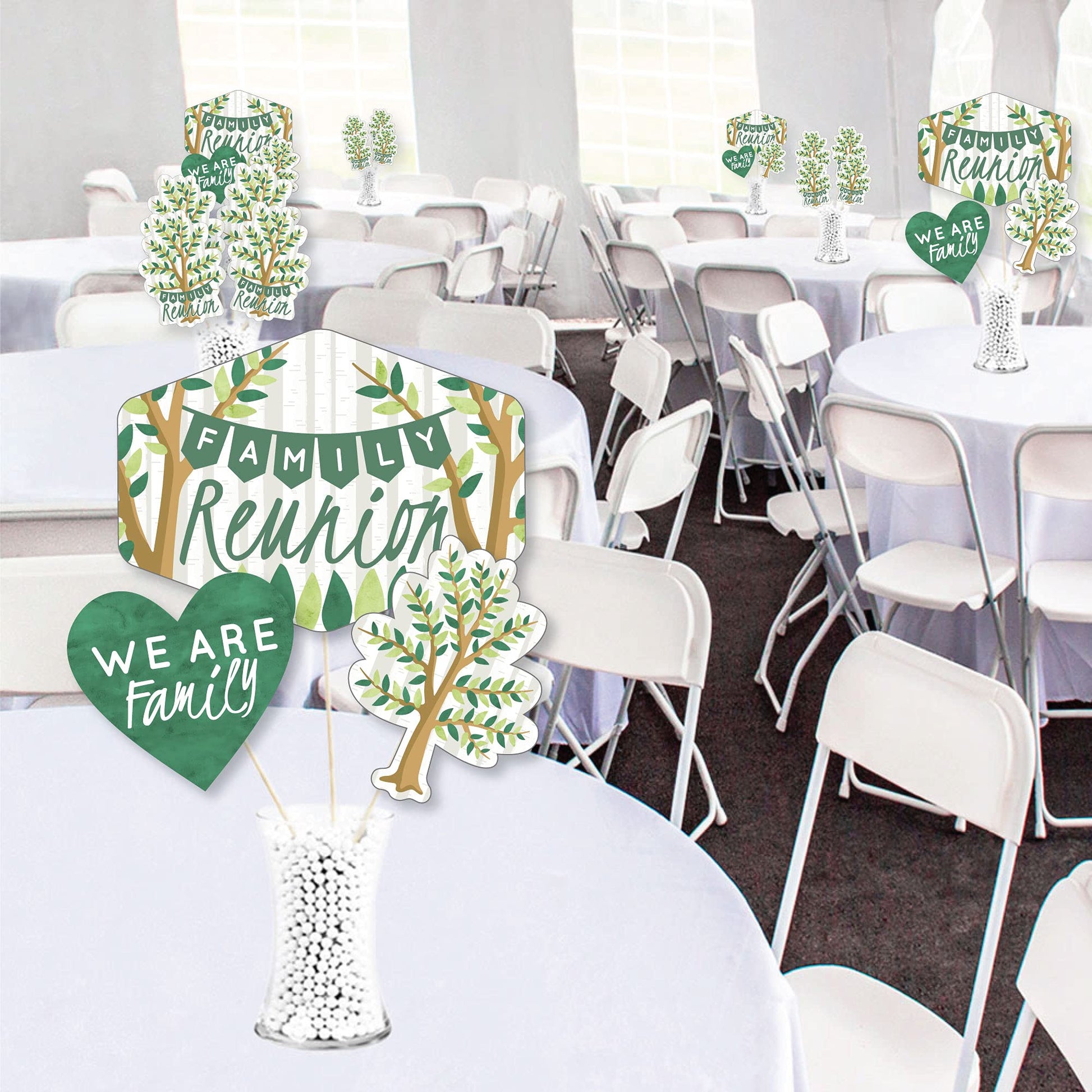 Big Dot of Happiness Family Tree Reunion - Family Gathering Party Centerpiece Sticks - Showstopper Table Toppers - 35 Pieces