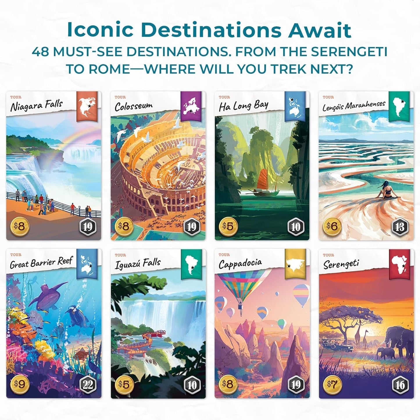 Underdog Games Trekking the World 2nd Edition - Award-Winning Board Games for Kids & Adults Ages 12+ - Easy-to-Learn Strategy Journey