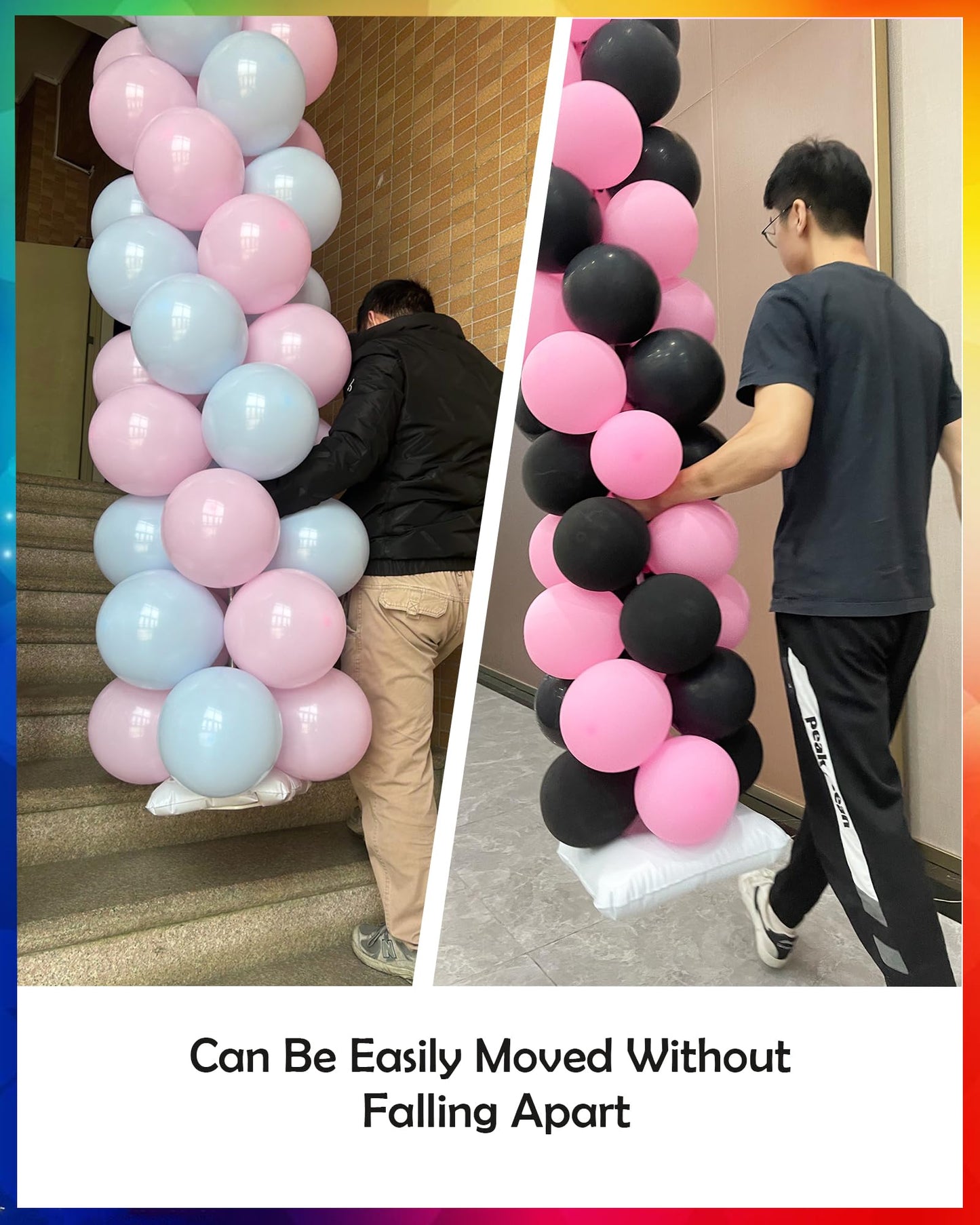YALLOVE Balloon Column Stand Kit Sets of 2, 7 Feet Height Adjustable Balloon Tower Pillar with Reusable Metal Telescopic Design for Birthday, Wedding