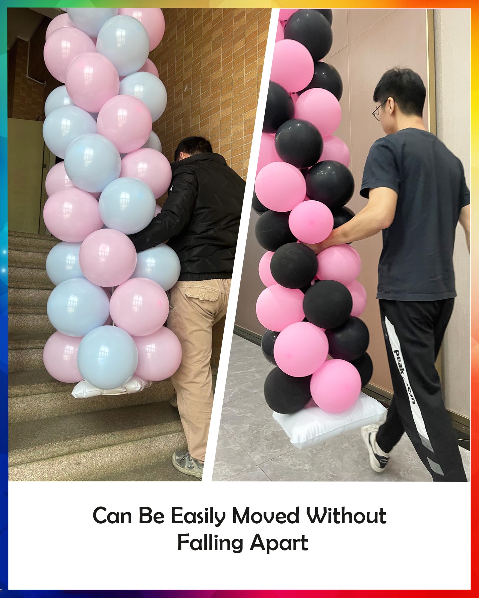 YALLOVE Balloon Column Stand Kit Sets of 2, 7 Feet Height Adjustable Balloon Tower Pillar with Reusable Metal Telescopic Design for Birthday, Wedding