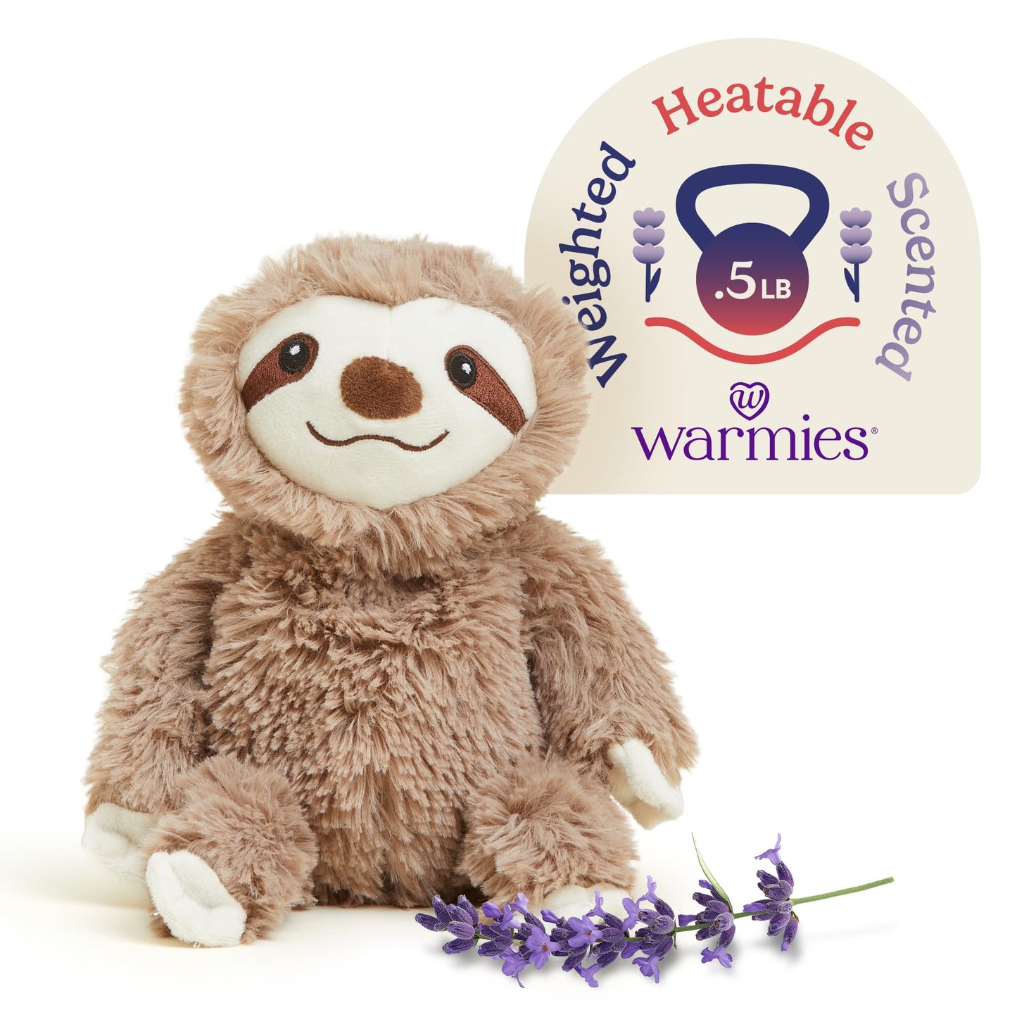 warmies Junior Microwavable & Weighted Stuffed Animals, Sloth - Heated Stuffed Animal Plushie for Warmth & Comfort - Cute Soft Plush Toys for Adults