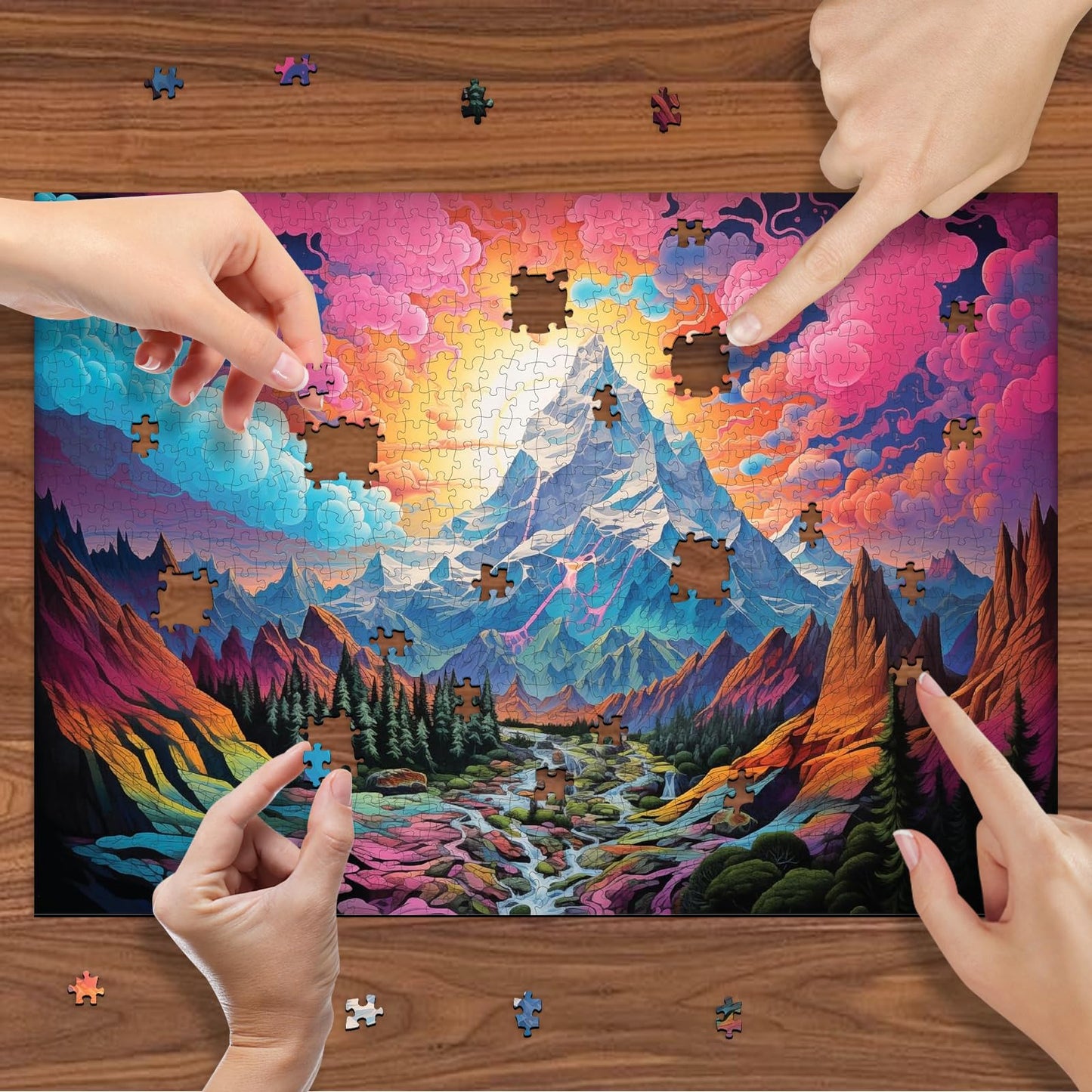 1000 Piece Jigsaw Puzzle for Adults - Impossible Hard Difficult Challenging Puzzles for Adults - Psychedelic Landscapes Collection (Rocky Ridges)