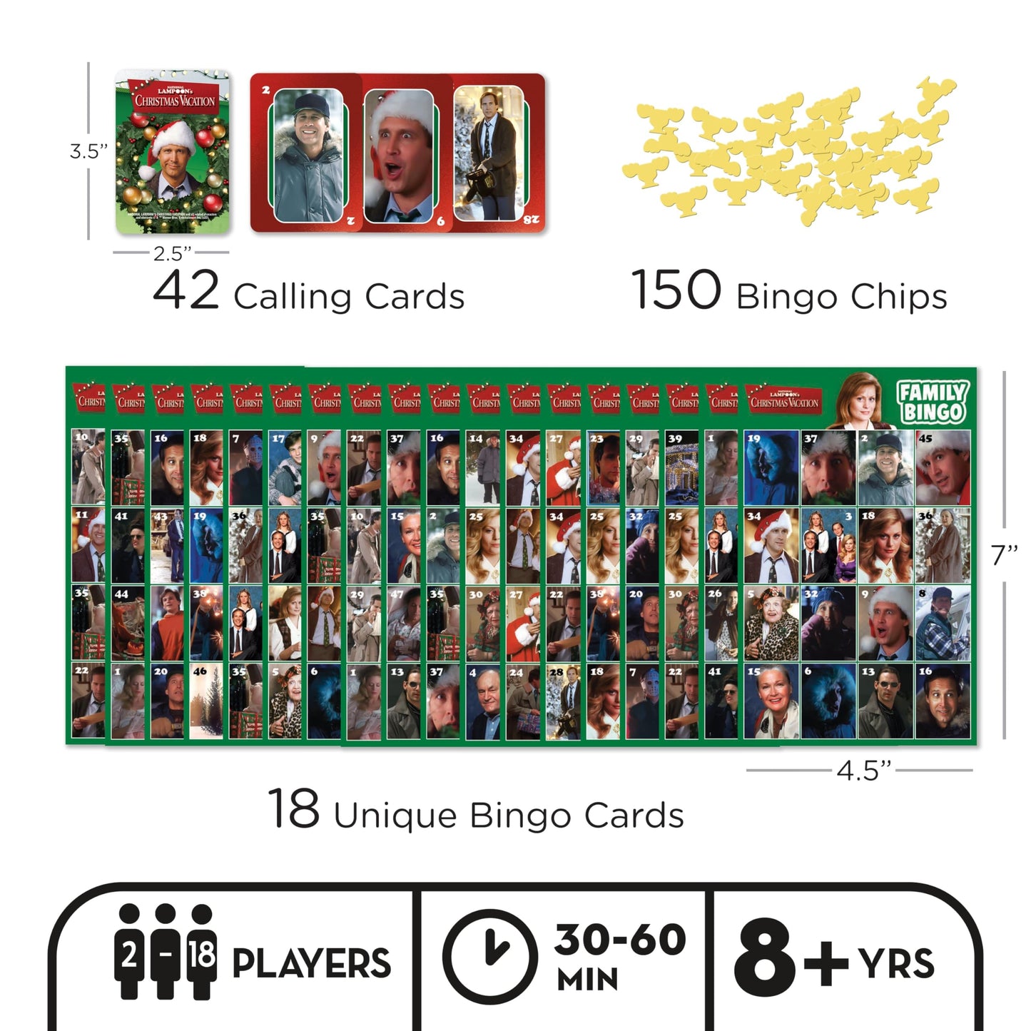 Aquarius Christmas Vacation Family Bingo Game, National Lampoon Holiday Movie Party Board Game for Kids Teens Adults, Officially Licensed, Ages 8+
