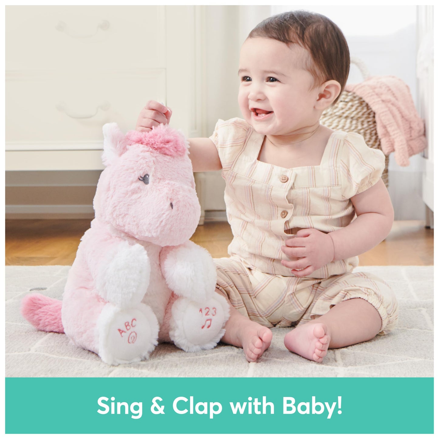 GUND Baby Alora Unicorn 11” Animated Plush, Sings ABCs Song and 123 Songs