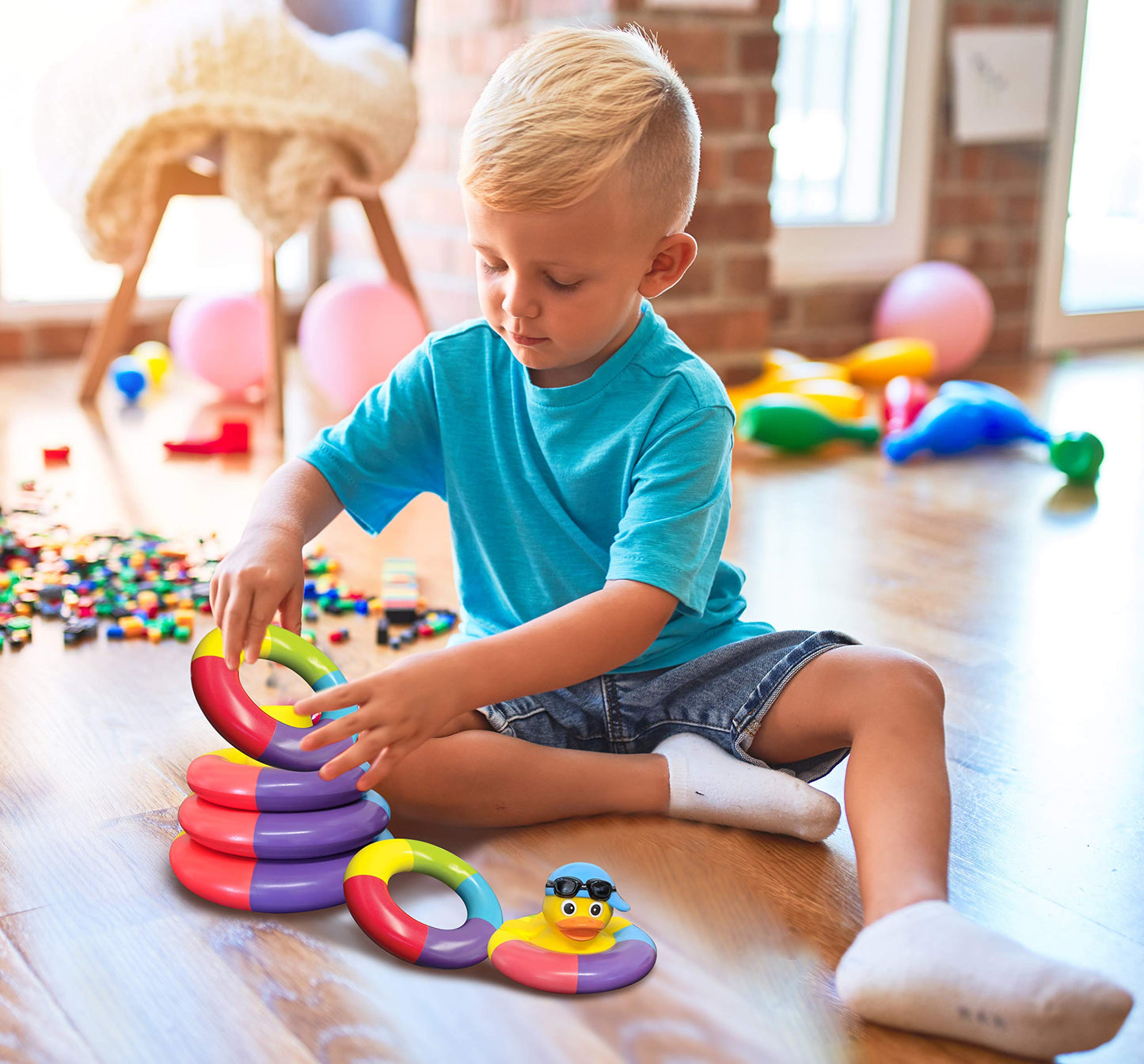 Playahoy Floating Bath Toys for Boys and Girls Float and Play Stacking Toy Rings for Baby Toddlers and Kids