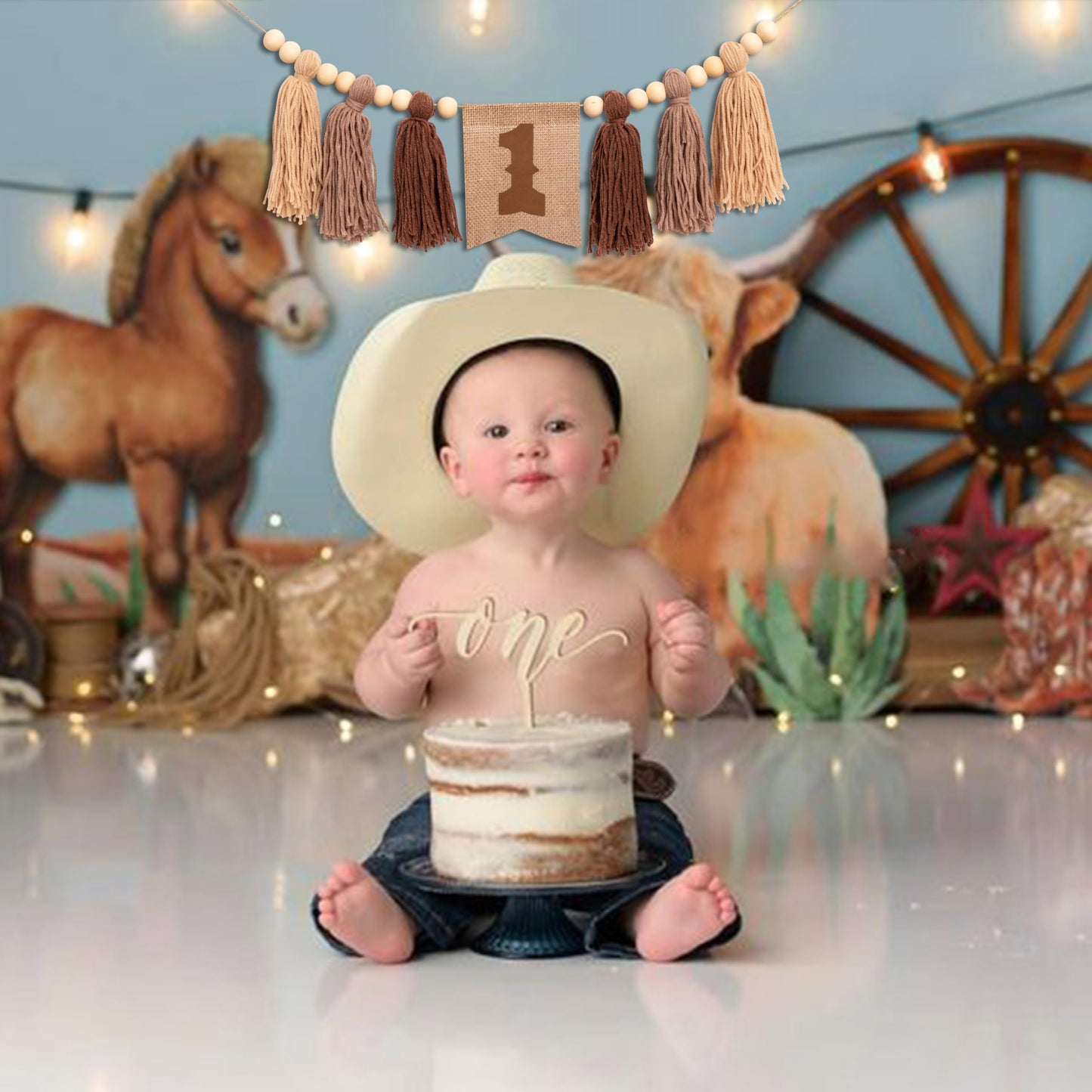 Gostman Cowboy First Birthday High Chair Banner