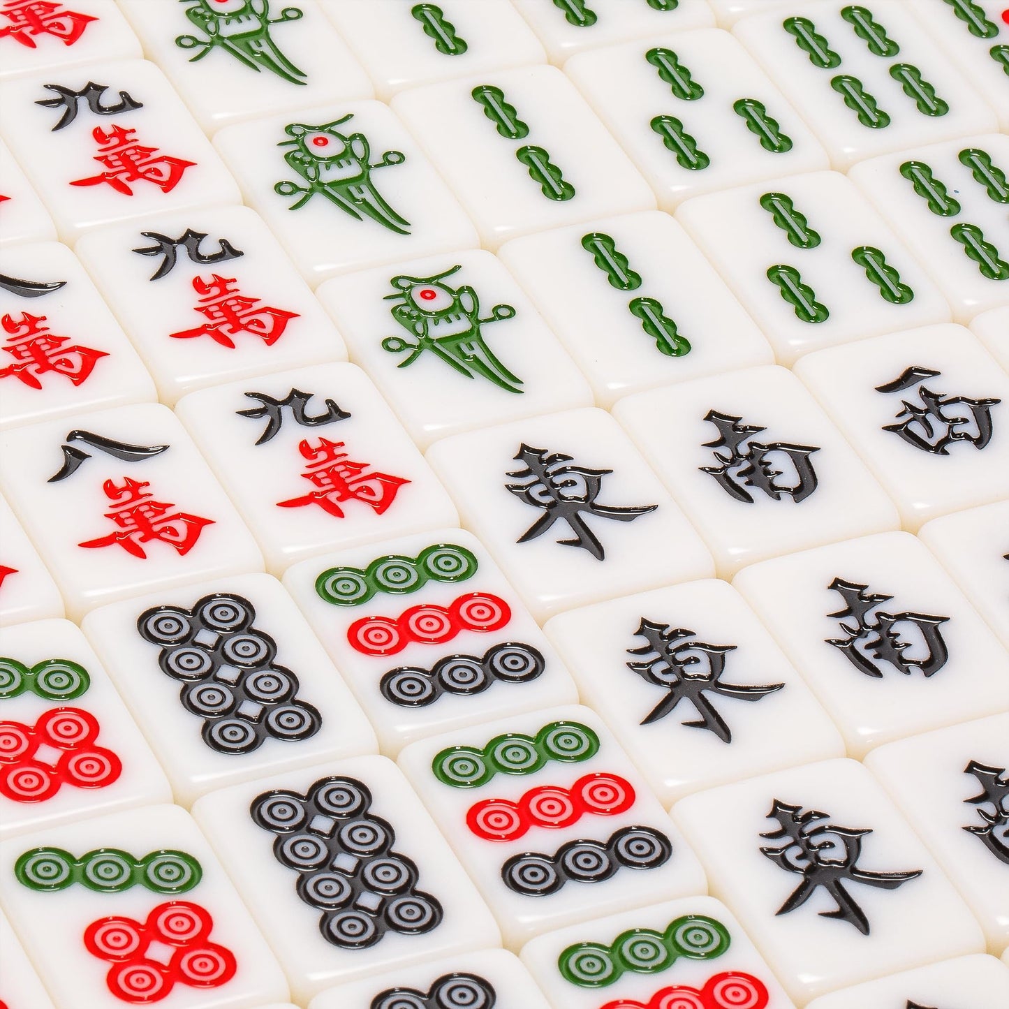 Yellow Mountain Imports "Emerald Weave Chinese Mahjong Set, with 146 Large 1.6-Inch Tiles, Green Vinyl Case, Wind Indicator and Dice - for Chinese