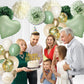 Happy Birthday Decorations For Women Men,Birthday Backdrop,Banner Balloons,Table Cloth,Paper pom poms Party Supplies for Girls Boys (Sage Green)