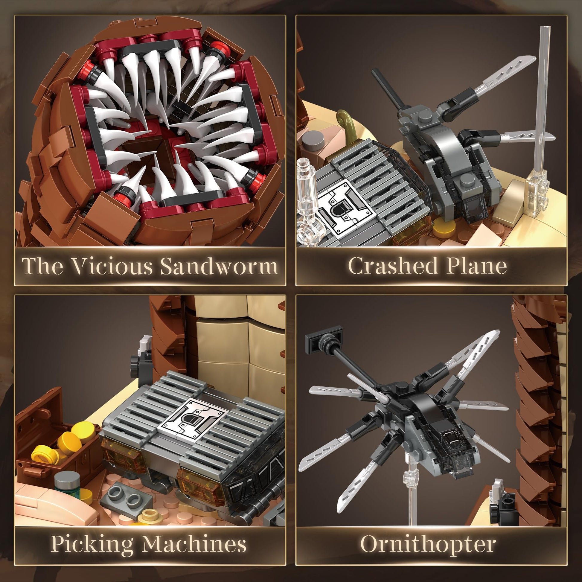 Sandworm Monster Building Blocks for Adults, Equipped with Suspended Ornithopter Building Set for Boy 8-12, Classic Movie Construction Building Blocks