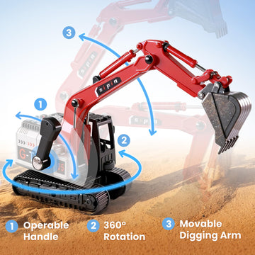 iPlay, iLearn Kid Construction Toy Trucks, Toddler Construction Vehicle Set W/Excavator Bulldozer Dump Truck, 3 PCS Friction Engineer Cars Sandbox