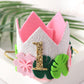 Agkvw Pink Wild One Birthday Crown for Girls - Tropical Pink 1st Birthday Hat, Girls Jungle Safari 1st Birthday Decoration, Hawaiian 1stBirthday Decor