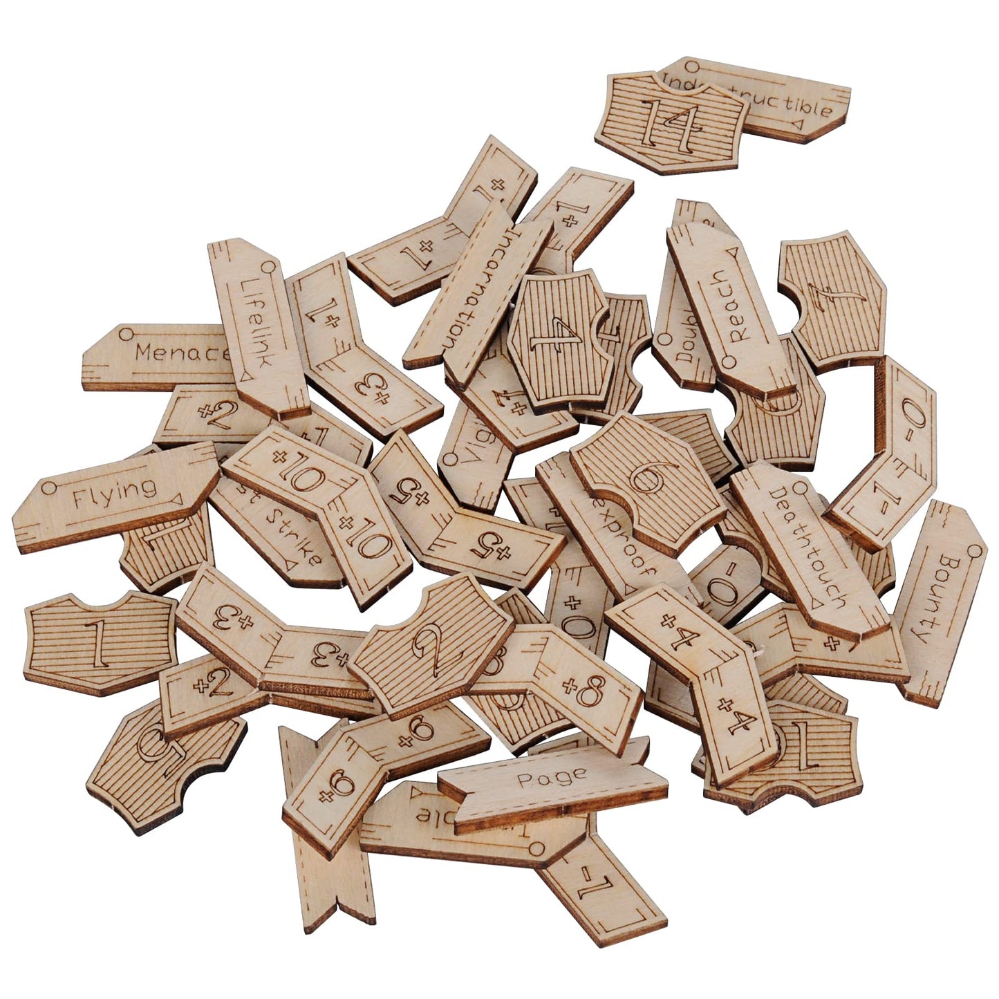 CZYY Wooden MTG Counter Set, 194 Laser-Cut Ability & Buff Tokens