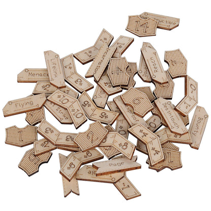 CZYY Wooden MTG Counter Set, 194 Laser-Cut Ability & Buff Tokens