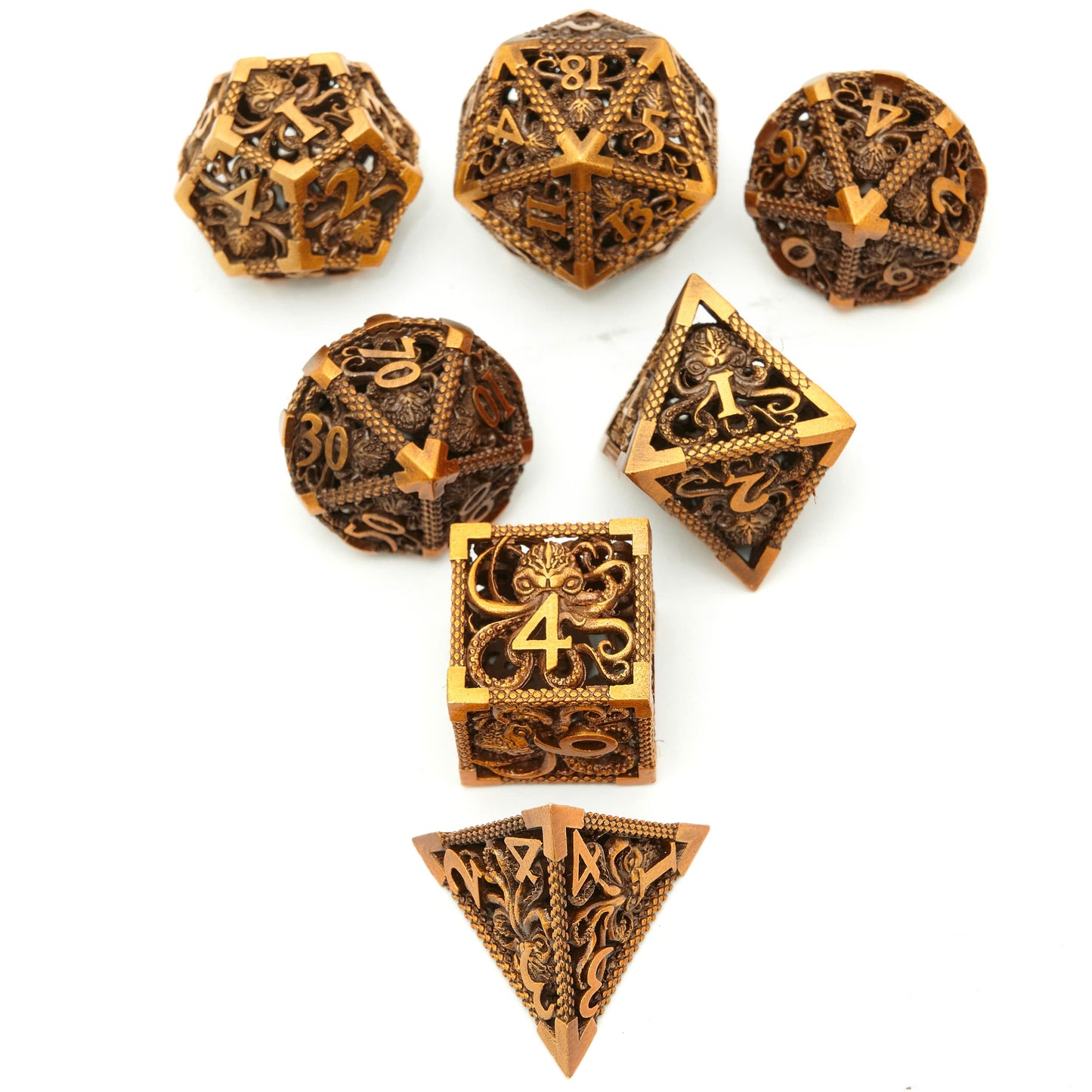 Dungeons and Dragons Dice DND Dice Set D and D dice Set D20 MTG Metal Dice Set Hollow Polyhedral Dice Role Playing Dice with Octopus Motifs