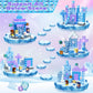 Magnetic Blocks - 100Pcs 0.8in Magnetic Building Block for Kids Ages 4-8, Transparent Magnet Block Blue Princess Castle, Frozen Magnetic Cubes Tiles