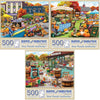 Bits and Pieces - Value Set of Three 500 Piece Jigsaw Puzzles for Adults - Harvest Flea Market, Pumpkin Festival, Visiting The Cider Mill Artist Nancy