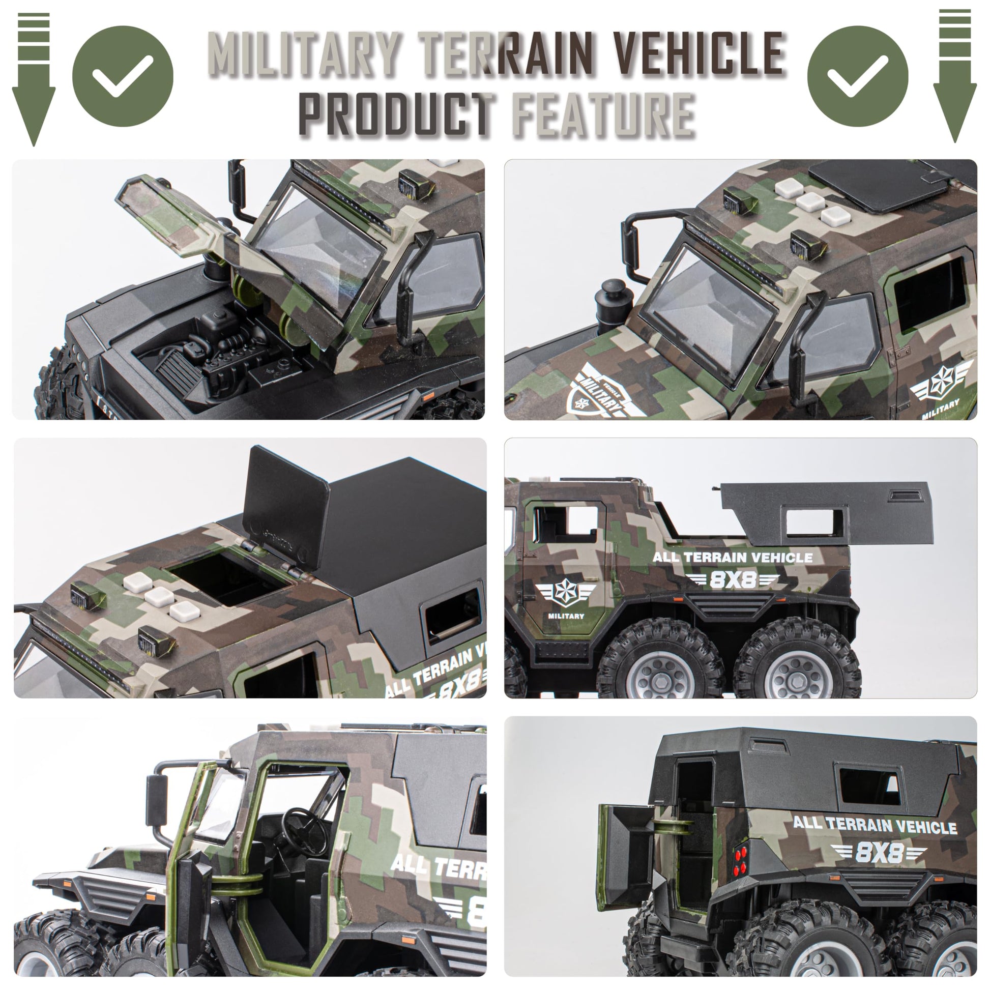 i diy Military Vehicle & Police Car Toy Set with Sound Lights Music, 4 Army Men Action Figures & K9 Dog - Friction Powered Battle Playset for Kids