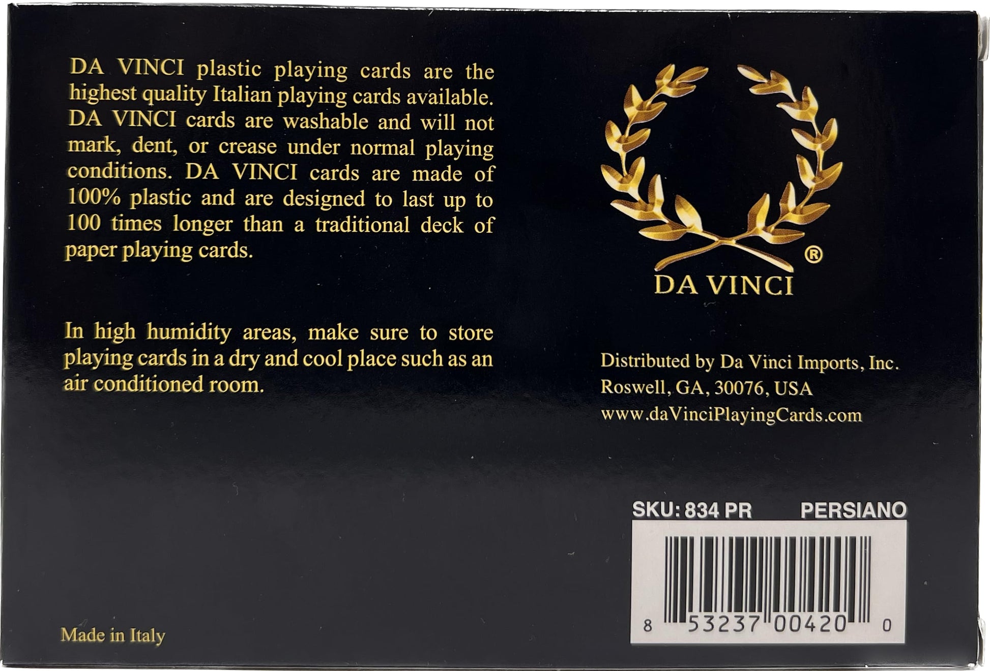 DA VINCI Persiano, Italian 100% Plastic Playing Cards, 2 Deck Set Poker Size Regular Index, with Hard Shell Case & 2 Cut Cards