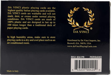 DA VINCI Persiano, Italian 100% Plastic Playing Cards, 2 Deck Set Poker Size Regular Index, with Hard Shell Case & 2 Cut Cards