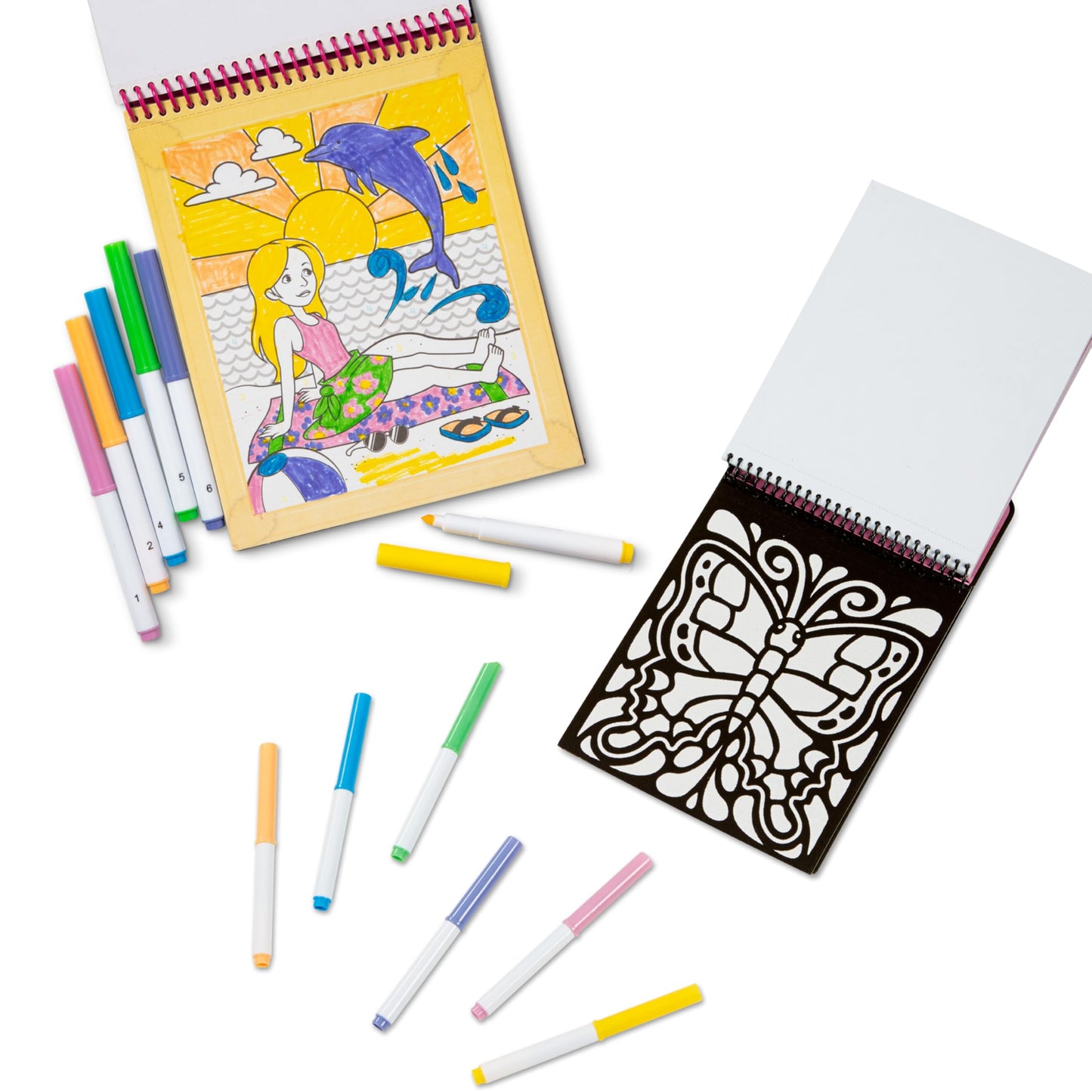 Melissa & Doug Color by Numbers and Magic Velvet Activity Pad 3-Pack (Unicorns, Butterflies, Puppies) - FSC Certified