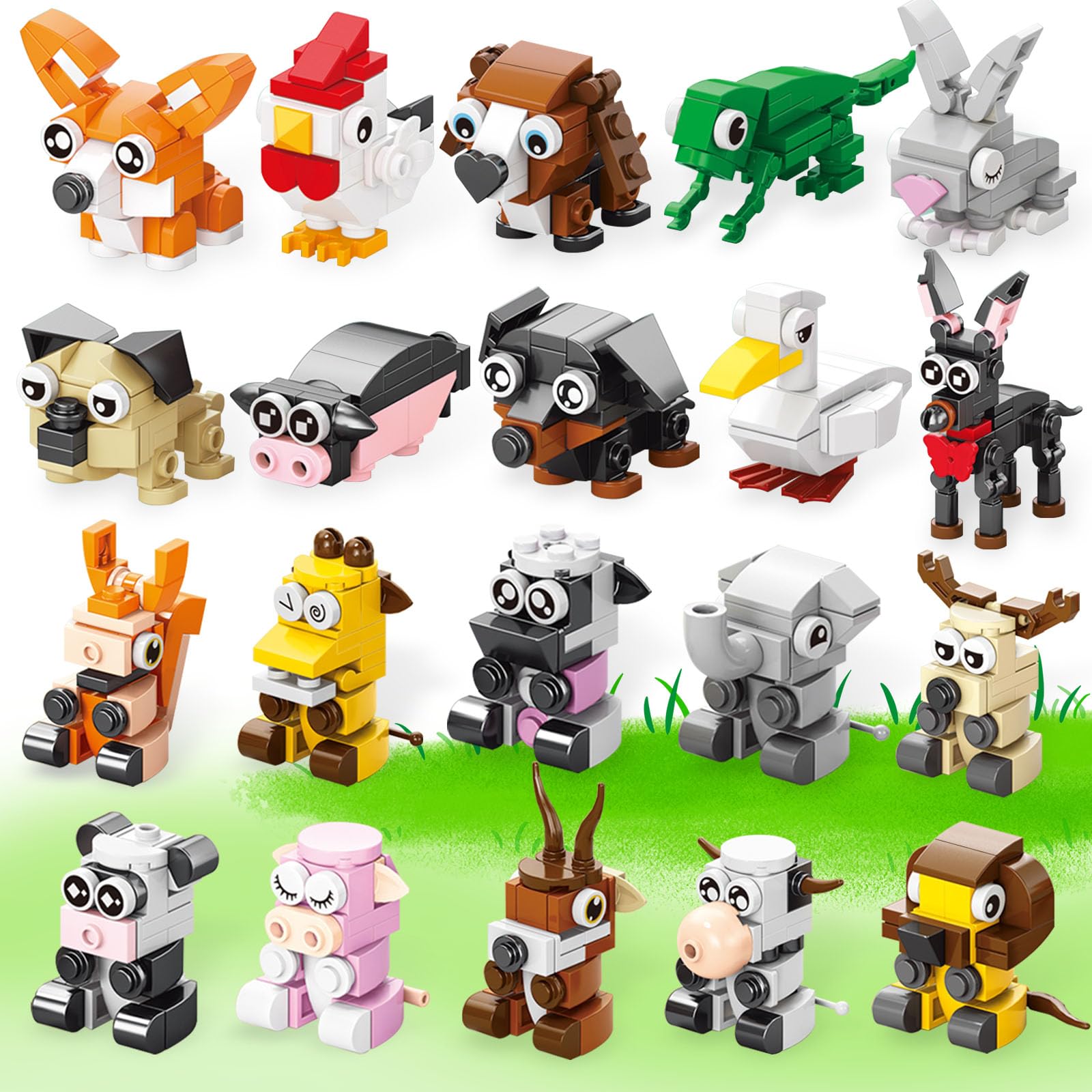 TENYEAH 20 Pack Party Favors Building Set for Adult, Mini Animals Building Block Toy, Classroom Prizes Goodie Bags Stocking Stuffer, Easter Gifts