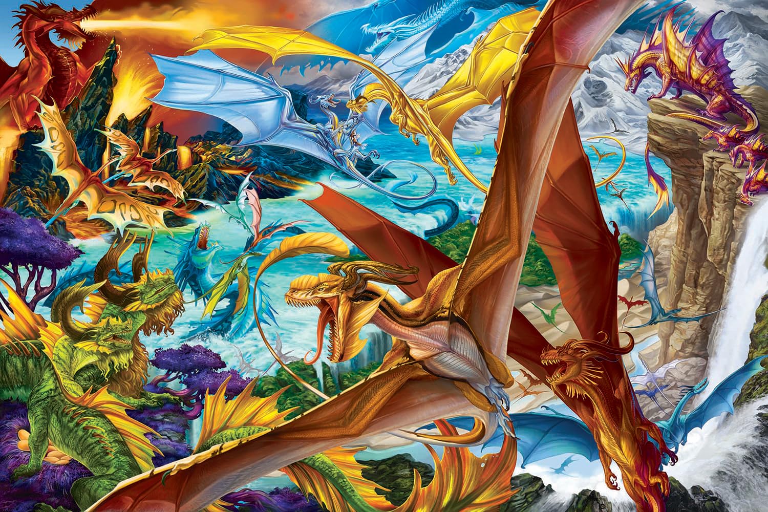 It's A Dragon's World Fantasy Puzzle | Challenging 1000 Piece Jigsaw Puzzle for Adults and Kids | Magic-Themed Brain Teaser | Fun Game Night Activity